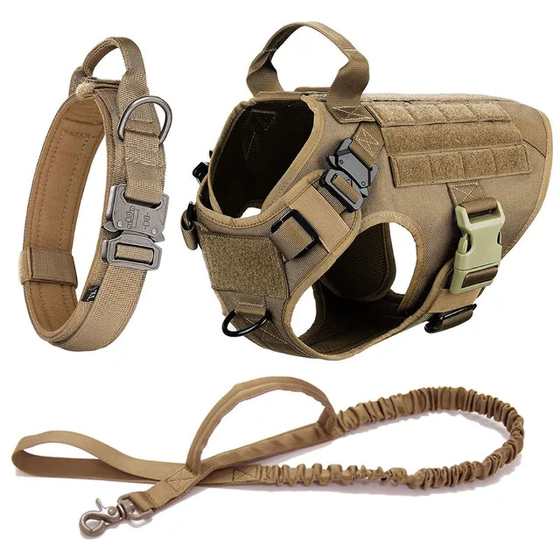 Large Dog Collar Military Dog Harness and Leash Set Pet Training Vest Tactical German Shepherd K9 Harnesses for Small Dogs