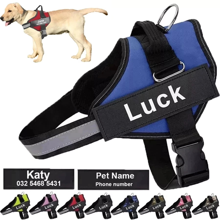 Dog Harness Vest ID Patch Customized Reflective Breathable Adjustable Pet Harness for Dog NO PULL Pet Outdoor Harness