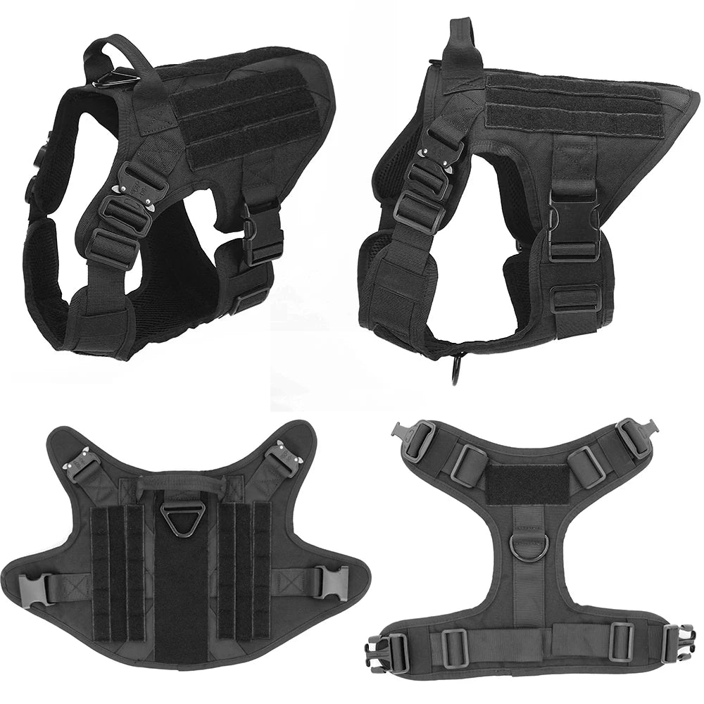 Large Dog Collar Military Dog Harness and Leash Set Pet Training Vest Tactical German Shepherd K9 Harnesses for Small Dogs