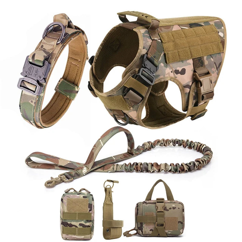 Large Dog Collar Military Dog Harness and Leash Set Pet Training Vest Tactical German Shepherd K9 Harnesses for Small Dogs