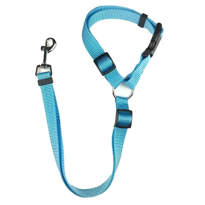 Solid Color Two-In-One Pet Car Seat Belt Nylon Lead Leash Backseat Safety Belt Adjustable Dogs Harness Collar Pet Accessories