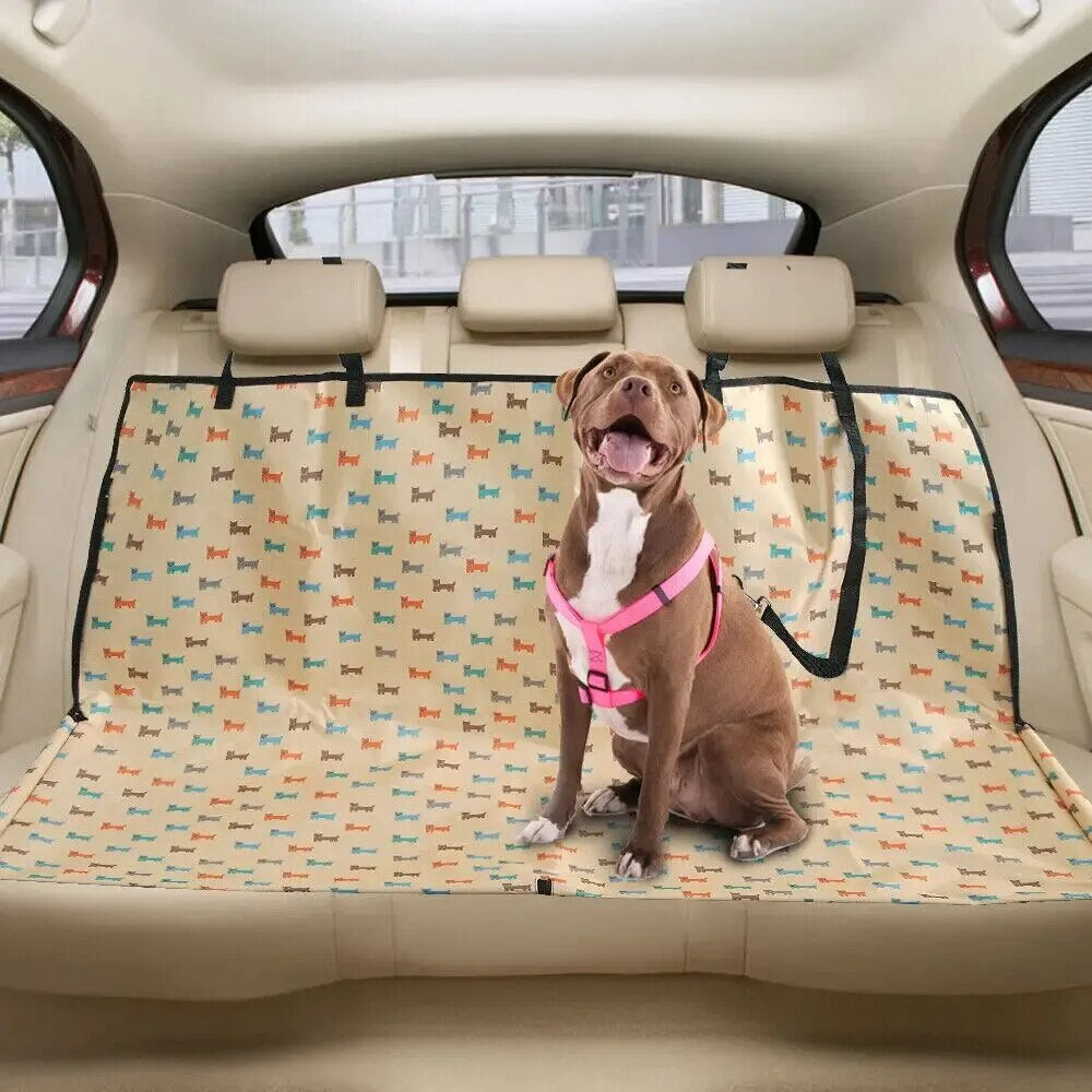 Waterproof Pet Dog Car Seat Cover Protector Printed Pet Dog Scratchproof Car Back Seat Cover Protector Pad with Printing