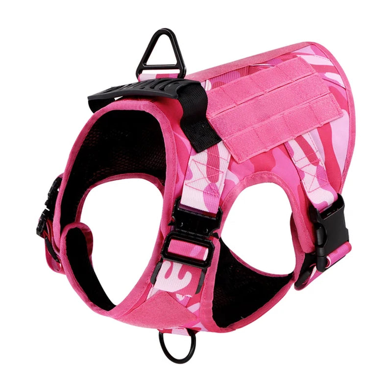 Pink Camo Tactical Dog Harness Pet German Shepherd Training Vest Dog Harness for All Breeds Dogs