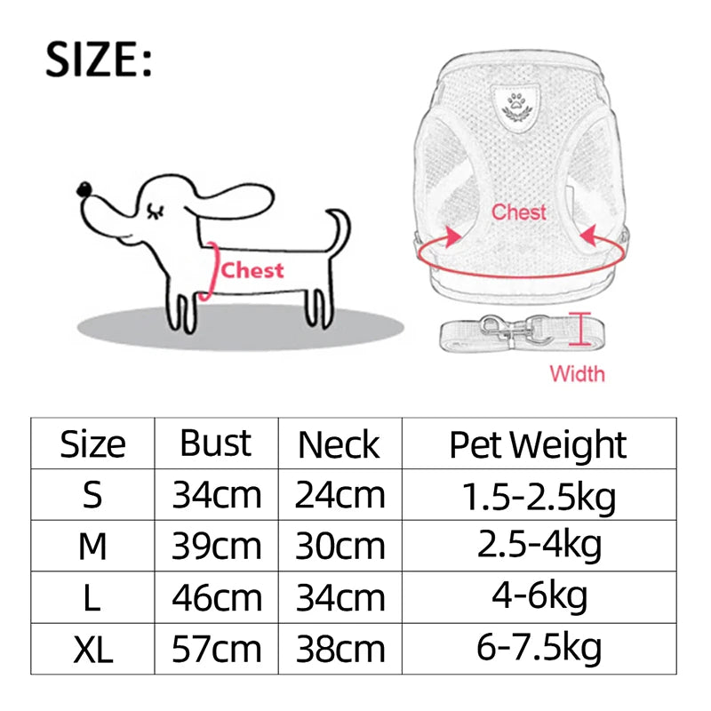 Cat Harness Vest Walking Lead Leash for Puppy Dogs Collar Polyester Adjustable Mesh Dog Harness for Small Medium Pet Accessories