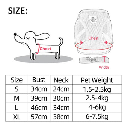 Cat Harness Vest Walking Lead Leash for Puppy Dogs Collar Polyester Adjustable Mesh Dog Harness for Small Medium Pet Accessories