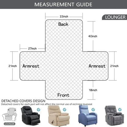 Recliner Chair Cover Waterproof Armchairs Slipcover Sofa Couch with Adjustable Elastic Strap Furniture Protector for Living Room