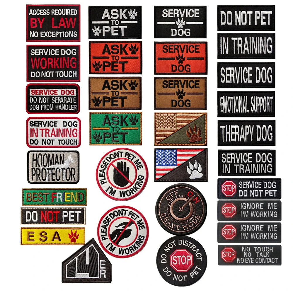 Service Dog Badge Do Not Pet Patch Pet Training Dog Strap Hook & Loop Badge Applique Backpacks Tactical Patch