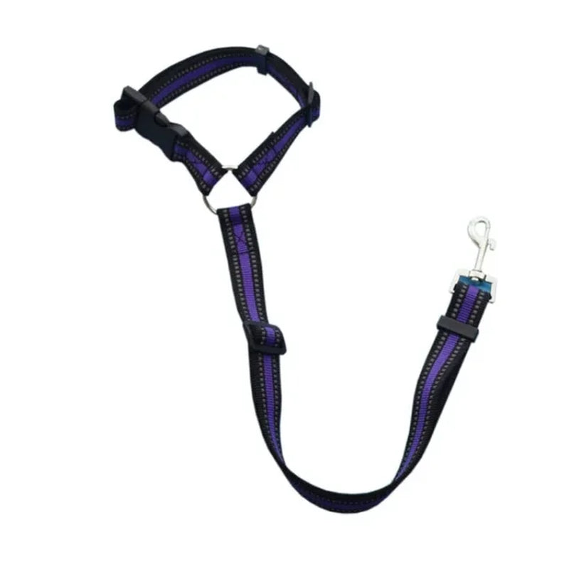 Solid Color Two-In-One Pet Car Seat Belt Nylon Lead Leash Backseat Safety Belt Adjustable Dogs Harness Collar Pet Accessories