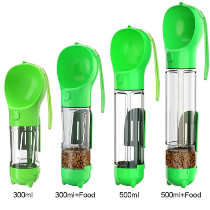 Portable Cat Dog Water Bottle Food Feeder Drinker Poop Dispenser 3 in 1 Leak Proof Multifunctional Travel Puppy Outdoor Drinking