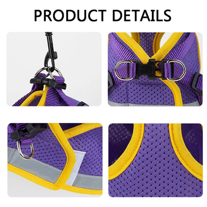 Puppy Dog Harness Leash Rope Set Breathable Summer Mesh Dogs Harness Vest Reflective Pet Cat Chest Straps Chihuahua Yorkies